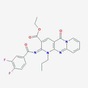 ethyl 6-(3,4-difluorobenzoyl)imino-2-oxo-7-propyl-1,7,9-triazatricyclo[8.4.0.03,8]tetradeca-3(8),4,9,11,13-pentaene-5-carboxylate