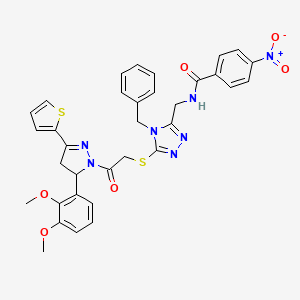 N-((4-benzyl-5-((2-(5-(2,3-dimethoxyphenyl)-3-(thiophen-2-yl)-4,5-dihydro-1H-pyrazol-1-yl)-2-oxoethyl)thio)-4H-1,2,4-triazol-3-yl)methyl)-4-nitrobenzamide