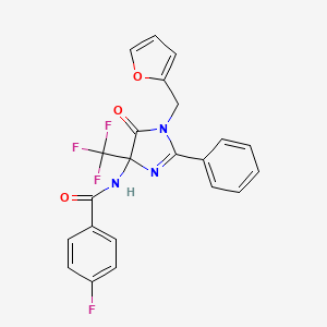 4-fluoro-N-[1-(furan-2-ylmethyl)-5-oxo-2-phenyl-4-(trifluoromethyl)-4,5-dihydro-1H-imidazol-4-yl]benzamide