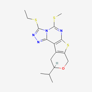 5-ethylsulfanyl-7-methylsulfanyl-14-propan-2-yl-13-oxa-10-thia-3,4,6,8-tetrazatetracyclo[7.7.0.02,6.011,16]hexadeca-1(9),2,4,7,11(16)-pentaene