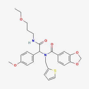 N-{2-[(3-ethoxypropyl)amino]-1-(4-methoxyphenyl)-2-oxoethyl}-N-(thiophen-2-ylmethyl)-1,3-benzodioxole-5-carboxamide