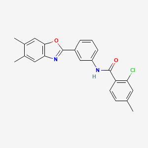 2-chloro-N-[3-(5,6-dimethyl-1,3-benzoxazol-2-yl)phenyl]-4-methylbenzamide