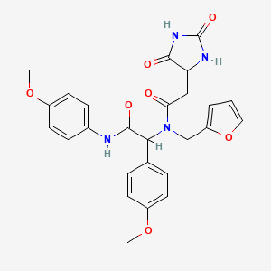 2-(2,5-dioxoimidazolidin-4-yl)-N-(furan-2-ylmethyl)-N-{1-(4-methoxyphenyl)-2-[(4-methoxyphenyl)amino]-2-oxoethyl}acetamide