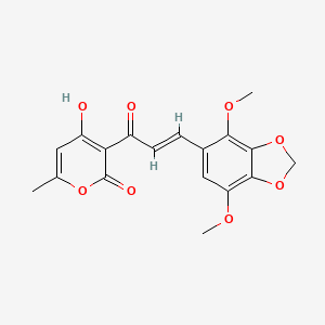 3-[(2E)-3-(4,7-dimethoxy-1,3-benzodioxol-5-yl)prop-2-enoyl]-4-hydroxy-6-methyl-2H-pyran-2-one