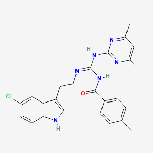 molecular formula C25H25ClN6O B11458085 N-[(E)-{[2-(5-Chloro-1H-indol-3-YL)ethyl]amino}[(4,6-dimethylpyrimidin-2-YL)amino]methylidene]-4-methylbenzamide 