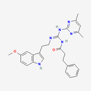 N-[(E)-[(4,6-dimethylpyrimidin-2-yl)amino]{[2-(5-methoxy-1H-indol-3-yl)ethyl]amino}methylidene]-3-phenylpropanamide