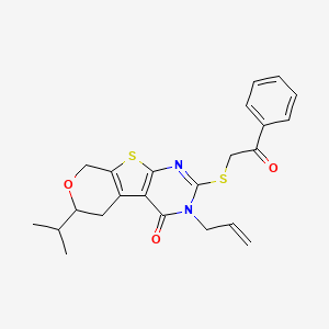 5-phenacylsulfanyl-12-propan-2-yl-4-prop-2-enyl-11-oxa-8-thia-4,6-diazatricyclo[7.4.0.02,7]trideca-1(9),2(7),5-trien-3-one