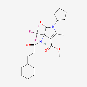 molecular formula C22H31F3N2O4 B11458155 methyl 4-[(3-cyclohexylpropanoyl)amino]-1-cyclopentyl-2-methyl-5-oxo-4-(trifluoromethyl)-4,5-dihydro-1H-pyrrole-3-carboxylate 