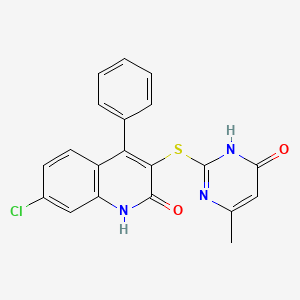 7-Chloro-3-[(4-hydroxy-6-methylpyrimidin-2-yl)sulfanyl]-4-phenylquinolin-2-ol