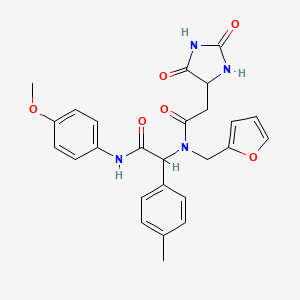 2-(2,5-dioxoimidazolidin-4-yl)-N-(furan-2-ylmethyl)-N-{2-[(4-methoxyphenyl)amino]-1-(4-methylphenyl)-2-oxoethyl}acetamide