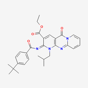 molecular formula C29H32N4O4 B11458213 ethyl 6-(4-tert-butylbenzoyl)imino-7-(2-methylpropyl)-2-oxo-1,7,9-triazatricyclo[8.4.0.03,8]tetradeca-3(8),4,9,11,13-pentaene-5-carboxylate 