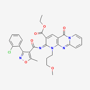 ethyl 6-[3-(2-chlorophenyl)-5-methyl-1,2-oxazole-4-carbonyl]imino-7-(3-methoxypropyl)-2-oxo-1,7,9-triazatricyclo[8.4.0.03,8]tetradeca-3(8),4,9,11,13-pentaene-5-carboxylate