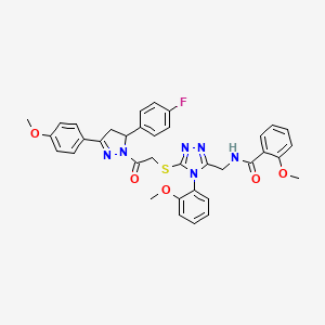 N-((5-((2-(5-(4-fluorophenyl)-3-(4-methoxyphenyl)-4,5-dihydro-1H-pyrazol-1-yl)-2-oxoethyl)thio)-4-(2-methoxyphenyl)-4H-1,2,4-triazol-3-yl)methyl)-2-methoxybenzamide