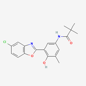 molecular formula C19H19ClN2O3 B11458302 N-[3-(5-chloro-1,3-benzoxazol-2-yl)-4-hydroxy-5-methylphenyl]-2,2-dimethylpropanamide 