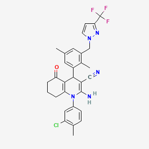 2-amino-1-(3-chloro-4-methylphenyl)-4-(2,5-dimethyl-3-{[3-(trifluoromethyl)-1H-pyrazol-1-yl]methyl}phenyl)-5-oxo-1,4,5,6,7,8-hexahydroquinoline-3-carbonitrile