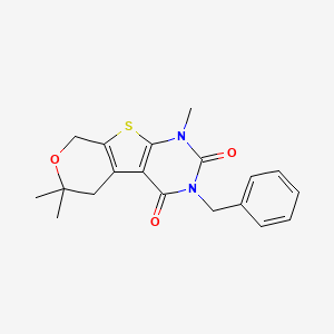 4-benzyl-6,12,12-trimethyl-11-oxa-8-thia-4,6-diazatricyclo[7.4.0.02,7]trideca-1(9),2(7)-diene-3,5-dione