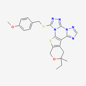 15-ethyl-3-[(4-methoxyphenyl)methylsulfanyl]-15-methyl-16-oxa-19-thia-2,4,5,7,8,10-hexazapentacyclo[10.7.0.02,6.07,11.013,18]nonadeca-1(12),3,5,8,10,13(18)-hexaene