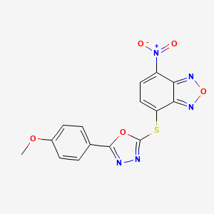 molecular formula C15H9N5O5S B11458330 4-{[5-(4-Methoxyphenyl)-1,3,4-oxadiazol-2-yl]sulfanyl}-7-nitro-2,1,3-benzoxadiazole 