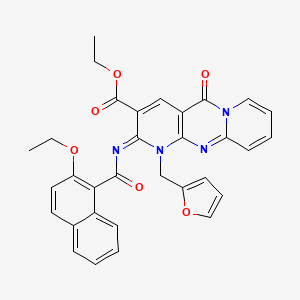 ethyl 6-(2-ethoxynaphthalene-1-carbonyl)imino-7-(furan-2-ylmethyl)-2-oxo-1,7,9-triazatricyclo[8.4.0.03,8]tetradeca-3(8),4,9,11,13-pentaene-5-carboxylate