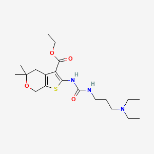 molecular formula C20H33N3O4S B11458350 Ethyl 2-({[3-(diethylamino)propyl]carbamoyl}amino)-5,5-dimethyl-4H,5H,7H-thieno[2,3-C]pyran-3-carboxylate 