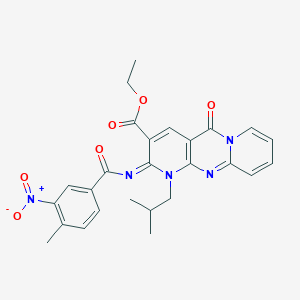 molecular formula C26H25N5O6 B11458352 ethyl 6-(4-methyl-3-nitrobenzoyl)imino-7-(2-methylpropyl)-2-oxo-1,7,9-triazatricyclo[8.4.0.03,8]tetradeca-3(8),4,9,11,13-pentaene-5-carboxylate 