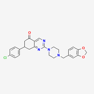 2-[4-(1,3-benzodioxol-5-ylmethyl)piperazin-1-yl]-7-(4-chlorophenyl)-7,8-dihydroquinazolin-5(6H)-one