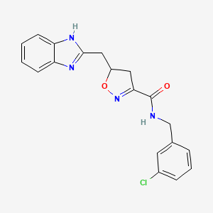 5-(1H-benzimidazol-2-ylmethyl)-N-(3-chlorobenzyl)-4,5-dihydro-1,2-oxazole-3-carboxamide