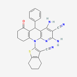 molecular formula C28H24N6OS B11458405 2,4-Diamino-10-(3-cyano-4,5,6,7-tetrahydro-1-benzothiophen-2-yl)-6-oxo-5-phenyl-5,6,7,8,9,10-hexahydrobenzo[b][1,8]naphthyridine-3-carbonitrile 