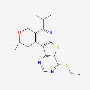 13-ethylsulfanyl-4,4-dimethyl-8-propan-2-yl-5-oxa-11-thia-9,14,16-triazatetracyclo[8.7.0.02,7.012,17]heptadeca-1(10),2(7),8,12(17),13,15-hexaene