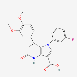 molecular formula C22H19FN2O5 B11458451 7-(3,4-dimethoxyphenyl)-1-(3-fluorophenyl)-5-hydroxy-6,7-dihydro-1H-pyrrolo[3,2-b]pyridine-3-carboxylic acid 