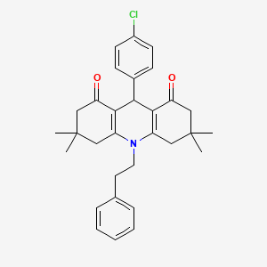 9-(4-chlorophenyl)-3,3,6,6-tetramethyl-10-(2-phenylethyl)-3,4,6,7,9,10-hexahydroacridine-1,8(2H,5H)-dione