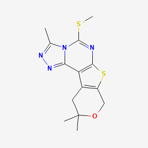 5,14,14-trimethyl-7-methylsulfanyl-13-oxa-10-thia-3,4,6,8-tetrazatetracyclo[7.7.0.02,6.011,16]hexadeca-1(9),2,4,7,11(16)-pentaene