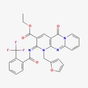 ethyl 7-(furan-2-ylmethyl)-2-oxo-6-[2-(trifluoromethyl)benzoyl]imino-1,7,9-triazatricyclo[8.4.0.03,8]tetradeca-3(8),4,9,11,13-pentaene-5-carboxylate