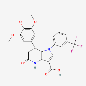 5-oxo-1-[3-(trifluoromethyl)phenyl]-7-(3,4,5-trimethoxyphenyl)-4,5,6,7-tetrahydro-1H-pyrrolo[3,2-b]pyridine-3-carboxylic acid