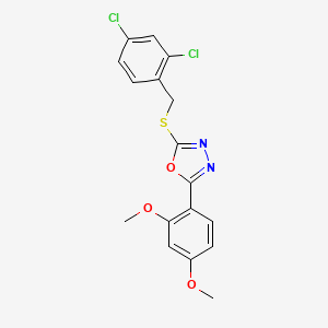 molecular formula C17H14Cl2N2O3S B11458555 2-[(2,4-Dichlorobenzyl)sulfanyl]-5-(2,4-dimethoxyphenyl)-1,3,4-oxadiazole 