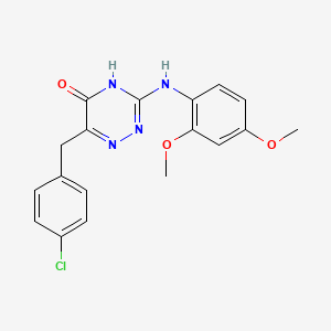 molecular formula C18H17ClN4O3 B11458608 6-(4-chlorobenzyl)-3-[(2,4-dimethoxyphenyl)amino]-1,2,4-triazin-5(4H)-one 