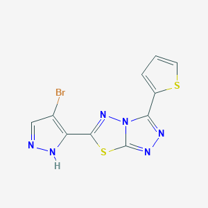 6-(4-bromo-1H-pyrazol-5-yl)-3-(thiophen-2-yl)[1,2,4]triazolo[3,4-b][1,3,4]thiadiazole