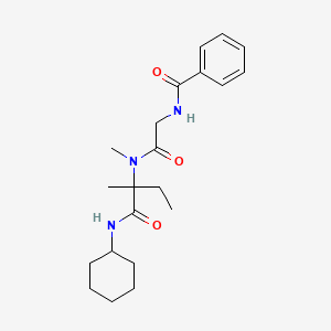 molecular formula C21H31N3O3 B11458660 N-Cyclohexyl-2-methyl-2-[N-methyl-2-(phenylformamido)acetamido]butanamide 