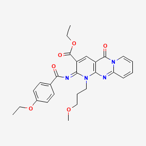 ethyl 6-(4-ethoxybenzoyl)imino-7-(3-methoxypropyl)-2-oxo-1,7,9-triazatricyclo[8.4.0.03,8]tetradeca-3(8),4,9,11,13-pentaene-5-carboxylate