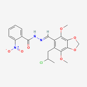 N'-{(E)-[6-(2-chloropropyl)-4,7-dimethoxy-1,3-benzodioxol-5-yl]methylidene}-2-nitrobenzohydrazide