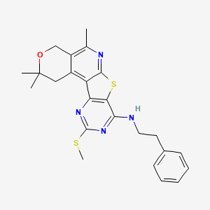 4,4,8-trimethyl-15-methylsulfanyl-N-(2-phenylethyl)-5-oxa-11-thia-9,14,16-triazatetracyclo[8.7.0.02,7.012,17]heptadeca-1,7,9,12(17),13,15-hexaen-13-amine