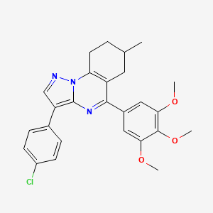 molecular formula C26H26ClN3O3 B11458709 3-(4-Chlorophenyl)-7-methyl-5-(3,4,5-trimethoxyphenyl)-6,7,8,9-tetrahydropyrazolo[1,5-a]quinazoline 