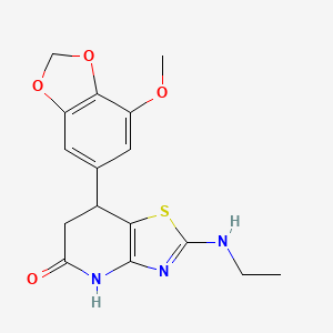 molecular formula C16H17N3O4S B11458717 2-(ethylamino)-7-(7-methoxy-1,3-benzodioxol-5-yl)-6,7-dihydro[1,3]thiazolo[4,5-b]pyridin-5(4H)-one 