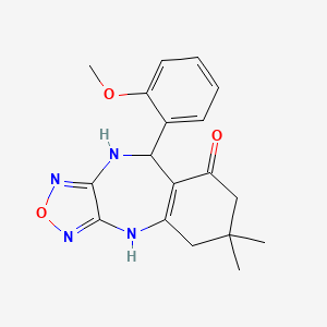 molecular formula C18H20N4O3 B11458779 9-(2-methoxyphenyl)-6,6-dimethyl-6,7,9,10-tetrahydro-4H-[1,2,5]oxadiazolo[3,4-b][1,4]benzodiazepin-8(5H)-one 