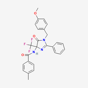 molecular formula C26H22F3N3O3 B11458838 N-[1-(4-methoxybenzyl)-5-oxo-2-phenyl-4-(trifluoromethyl)-4,5-dihydro-1H-imidazol-4-yl]-4-methylbenzamide 