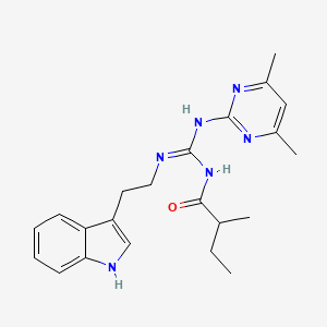 molecular formula C22H28N6O B11458856 N-[(E)-[(4,6-dimethylpyrimidin-2-yl)amino]{[2-(1H-indol-3-yl)ethyl]amino}methylidene]-2-methylbutanamide 