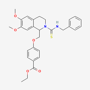 molecular formula C29H32N2O5S B11458883 Ethyl 4-{[2-(benzylcarbamothioyl)-6,7-dimethoxy-1,2,3,4-tetrahydroisoquinolin-1-YL]methoxy}benzoate 