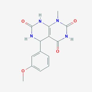 molecular formula C14H14N4O4 B11458889 5-(3-Methoxyphenyl)-1-methyl-3H,5H,6H,8H-[1,3]diazino[4,5-d]pyrimidine-2,4,7-trione 