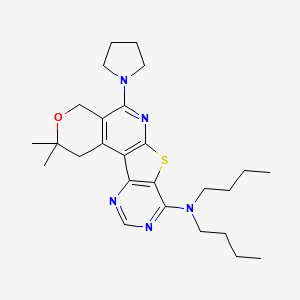 N,N-dibutyl-4,4-dimethyl-8-pyrrolidin-1-yl-5-oxa-11-thia-9,14,16-triazatetracyclo[8.7.0.02,7.012,17]heptadeca-1(10),2(7),8,12(17),13,15-hexaen-13-amine