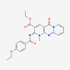 molecular formula C24H22N4O5 B11458917 ethyl 6-(4-ethoxybenzoyl)imino-7-methyl-2-oxo-1,7,9-triazatricyclo[8.4.0.03,8]tetradeca-3(8),4,9,11,13-pentaene-5-carboxylate 